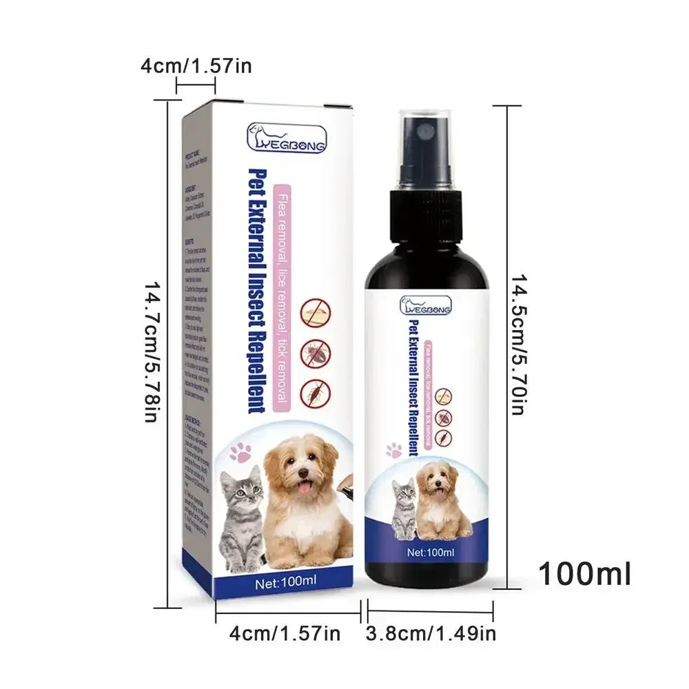Pet Flea Removing Spray for Cats and Dogs Skin Cleaning for Pets External Lice Repelling Ticks Relieving and Relieving Spray