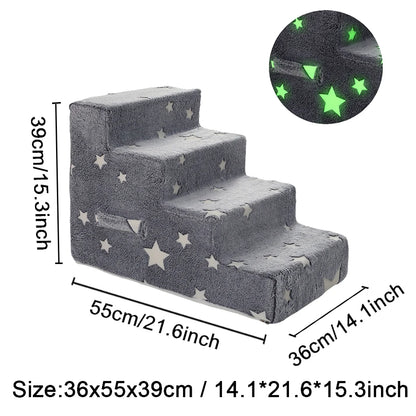 Stairs for Dog Pet Ramp Stairs Cat Dog Ladder 3 4 Step Stairs for Dogs Puppy Ramp Detachable Sponge Pet Ladder Accessories