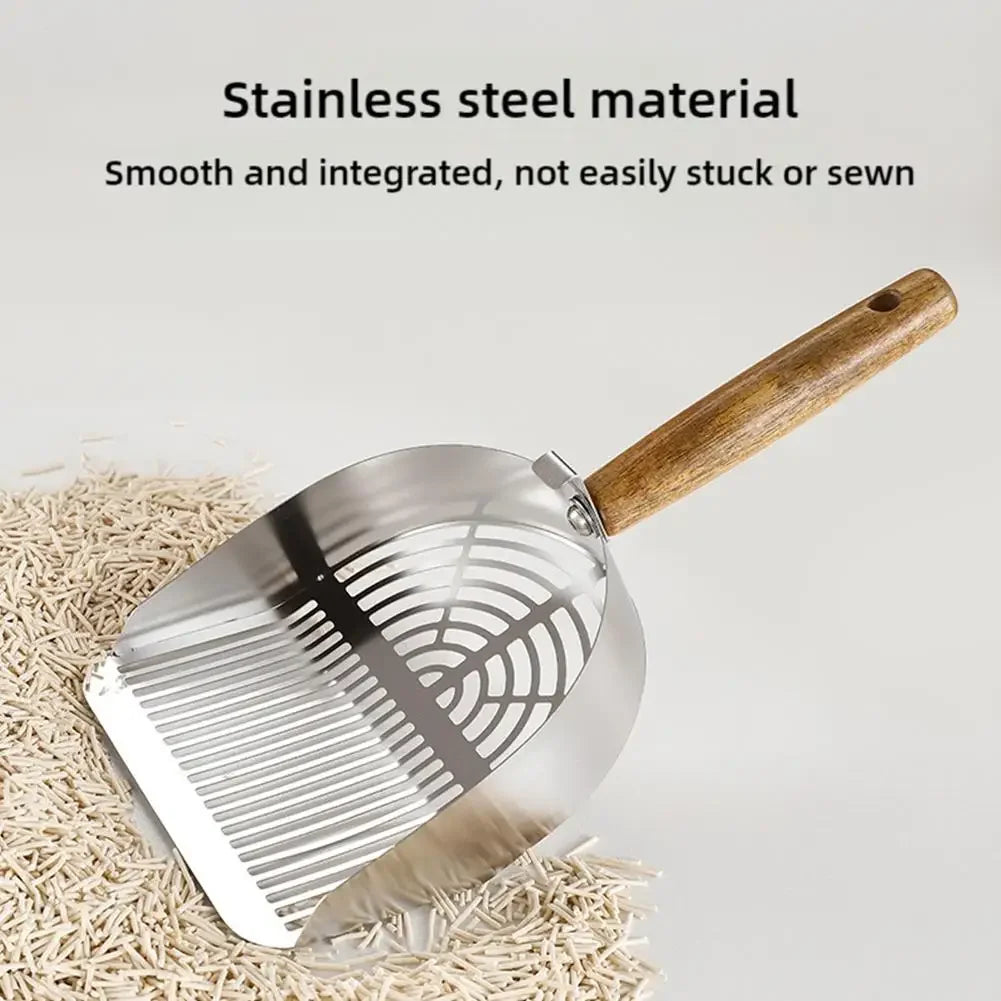 Steel Cat Litter Scoop Long Handle Pet Waste Shovel Cleaning Tool for Tofu Sand Litter Box Cats Supplies