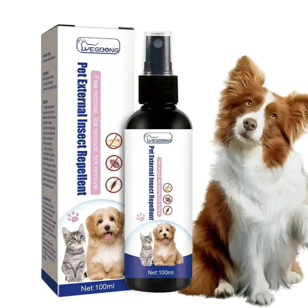 Pet Flea Removing Spray for Cats and Dogs Skin Cleaning for Pets External Lice Repelling Ticks Relieving and Relieving Spray