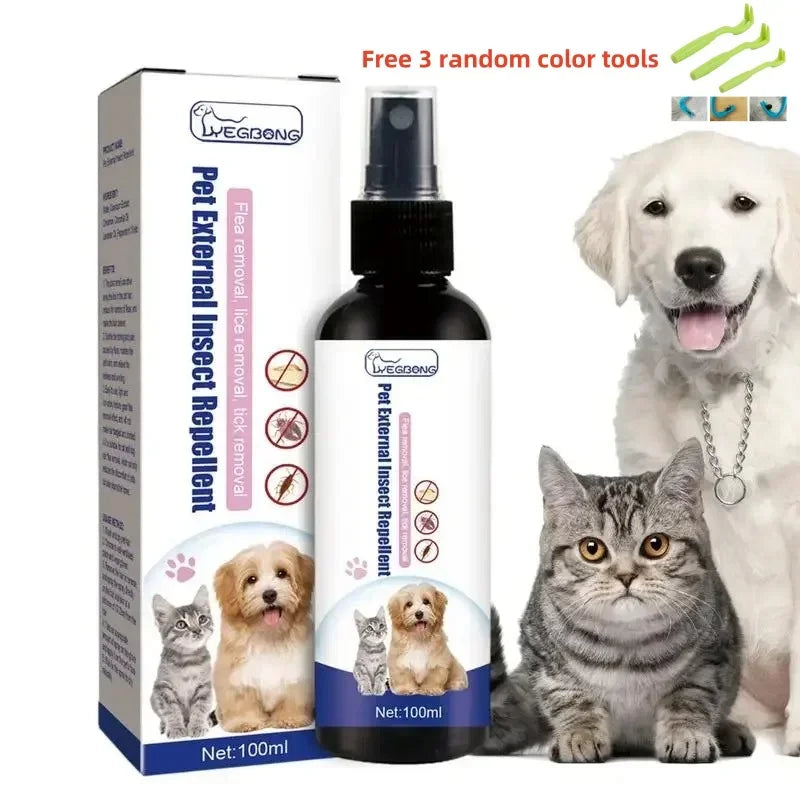 Pet Flea Removing Spray for Cats and Dogs Skin Cleaning for Pets External Lice Repelling Ticks Relieving and Relieving Spray