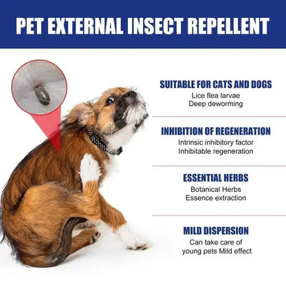 Pet Flea Removing Spray for Cats and Dogs Skin Cleaning for Pets External Lice Repelling Ticks Relieving and Relieving Spray