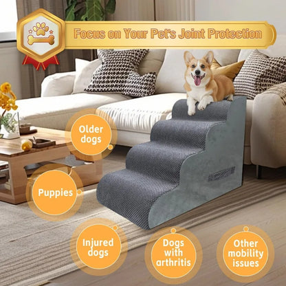 PAWSCART Dog Stairs for Small Dogs and Cats 4Step Dog Steps for Bed 19.6 H Pet Stairs for High Bed Pet Ramp for Couch Sofa NonS