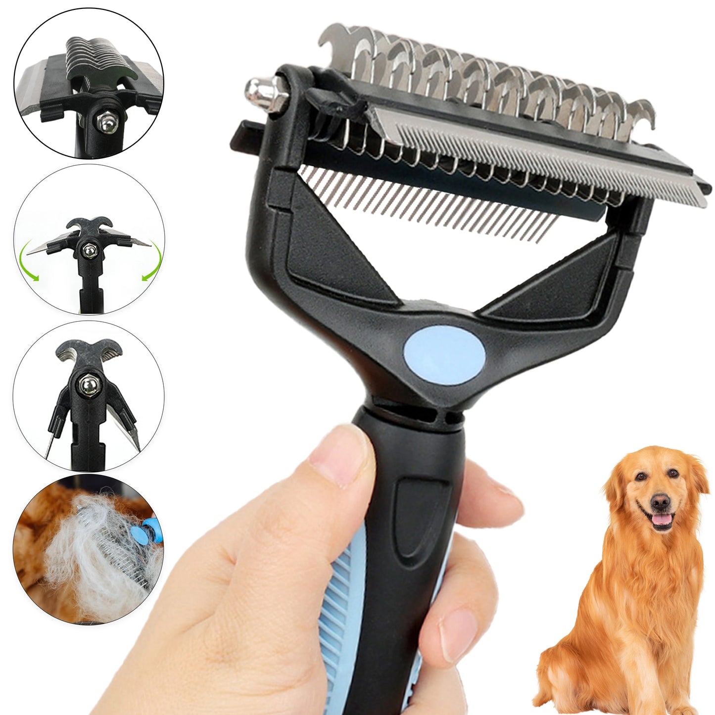 3 In 1 Pet Deshedding Brush Dog Hair Remover Pet Fur Knot Cutter Puppy Cat Comb Brushes Dogs Grooming Shedding Supplies