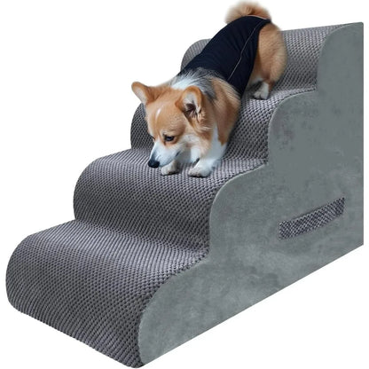 PAWSCART Dog Stairs for Small Dogs and Cats 4Step Dog Steps for Bed 19.6 H Pet Stairs for High Bed Pet Ramp for Couch Sofa NonS